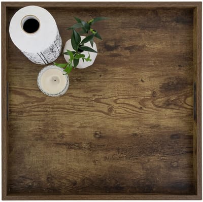 Dailygoody - Serveerblad - Houten Dienblad - Decoratief en Draagbaar - Vintage Bruin - Koffietafel Accessoire - Perfect voor Feestjes - 50 cm