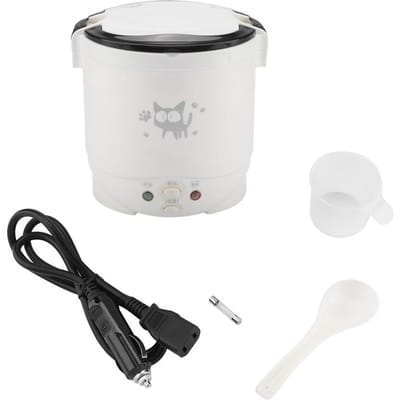 Cuiseur à riz électrique portable multifonctionnel 12V 100W 1L pour voitures (vert) blanc