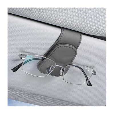 Dailygoods- Brilhouder voor auto - Multifunctionele Brilhouder - Lederen Brilhouder - Ticket/ID-kaarthouder - Compacte Houder - Afmetingen 4,5 x 9,5 cm - Brilclip