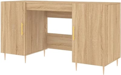 Bureau - Schrijftafel Werkplek - Thuiswerken Studeren - Vochtbestendig Bewerkt Hout - 140x50 cm - Sonoma Eiken