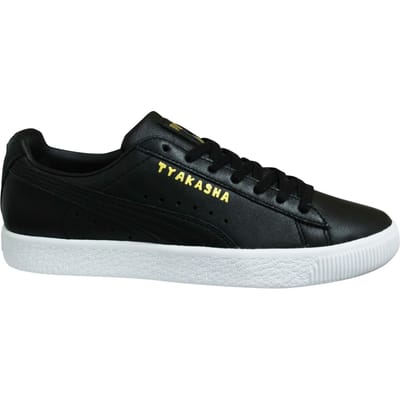 Puma Clyde TYAKASHA Zwart Leer Laag Casual Heren Trainers 368070 01