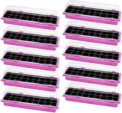 Garronda Kweekset Kweekpotten met schotel - Kamerplanten – Roze (10 stuks) - GD-VE-Greenhouse