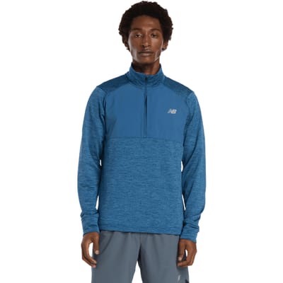 New Balance Athletics Heat Grid 1/2 Zip Sweatshirts Heren - Blauw - Maat L - Poly Jersey