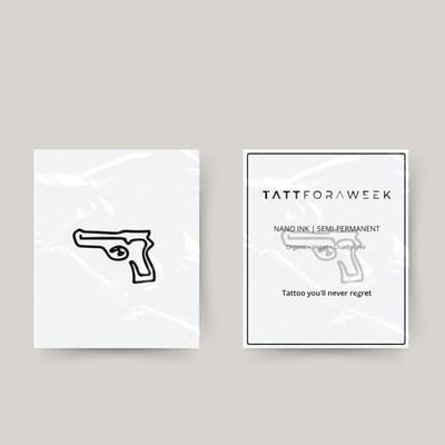 Tijdelijke tattoo getekend pistool | Neptattoo volwassenen | Tijdelijke tattoo voor volwassenen | Temporary tattoo | Plaktattoos voor volwassenen | Neptattoos | Probeer zorgeloos een tattoo | tattforaweek