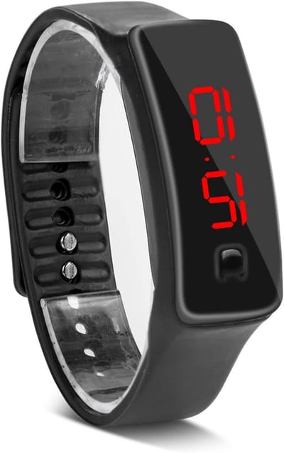 Waterdicht LED-polshorloge met siliconen band, digitaal 12 uur display voor sport en buitensport, geschikt voor kinderen en vrouwen