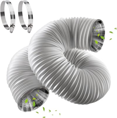 Cosensi- Afvoerslang 100 mm - Flexibele Aluminium Buis - 6 m Lengte - Ventilatieslang - Slangklemmen - Hittebestendig Roestvrij Staal