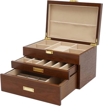 Sieradendoos met slot - Juwelenkistje organizer - Sieraden opbergen - 3 niveaus met lades