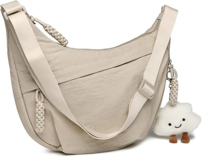 Dames crossbodytas - Verstelbare nylon schouderband - Halvemaanvormige schoudertas - Dumplingtas - Geschikt voor werk, reizen en dagelijks gebruik - Veilige ritssluiting - Lichtgewicht en grote inhoud - Stijlvol en trendy (Geen hanger)