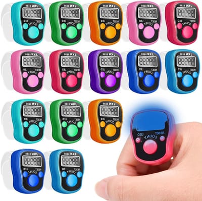 Digitale Vinger Teller met LED Nachtlampje, 15 Stuks, Ideaal voor Sport, Golf en Vergaderingen, Waterdicht en Handzaam