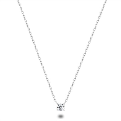 Twice As Nice Halsketting in zilver, witte zirkonia, 4 mm 35cm+5cm