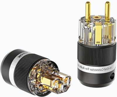 Transparante Goud Geplateerde IEC Bus Schuko 16A 250V Hifi Audio Stroompluggen - Hoogwaardige Voeding Kabel (Set van 2)