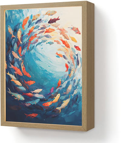 Wandlamp 30x40 cm - Oplaadbaar - Zee - Vissen - Kleurrijk - Dynamisch - Wandlampen binnen woonkamer - Slaapkamer lamp - Decoratieve nachtlamp - Vloerlamp draadloos