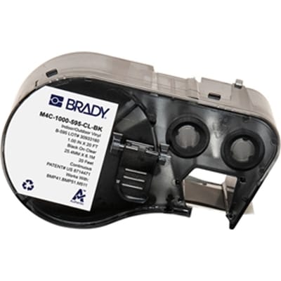 Brady M4C-1000-595-CL-BK tape vinyl zwart op transparant | 25,4 mm x 6,1 m (origineel)