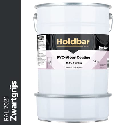 Holdbar PVC-Vloer Coating Zwartgrijs (RAL 7021) 10 Kg - Vloerverf - Alle kleuren - Hecht direct op PVC - Slijtvast - UV-bestendig - Gemakkelijk te reinigen - Beschermt PVC-Vloer - 2 Componenten Verf