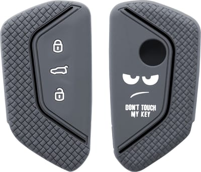 kwmobile autosleutel hoesje geschikt voor VW Golf 8 3-knops autosleutel - Autosleutel behuizing in wit / grijs / zwart - Don't Touch My Key design