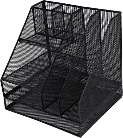 Bureau Organizer - Brievenbak Lade - Kantoor Werkplek - Mesh Ontwerp - 32x31x28 cm - Zwart