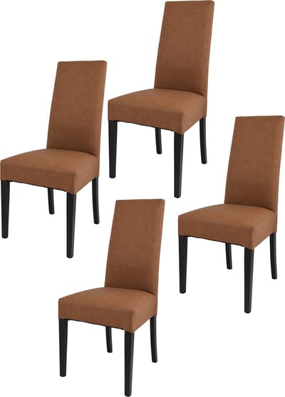 Tommychairs Luisa - Eetkamerstoelen - Set van 4 - Bruin & Leerkleur - Kunstleer & Hout