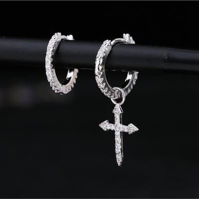 925 Sterling Zilveren Hoepel Oorbellen voor Vrouwen Ster Kruis Waterdruppel Zirkonia Huggie Oorbellen Sieraden Bruiloft black