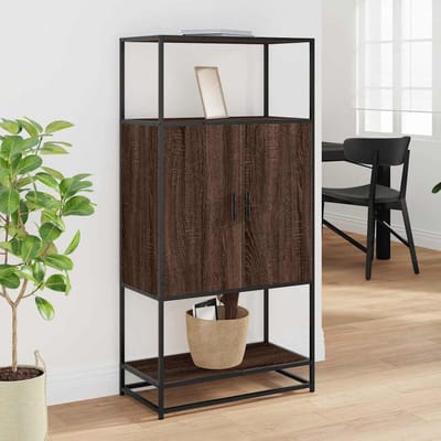 vidaXL - Hoge - kast - 68x35x139 - cm - bewerkt - hout - en - metaal - bruin - eikenkleur