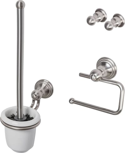 Haceka Amure Toiletaccessoireset 3-delig - Geborsteld - Toiletborstel, Toiletrolhouder en Handdoekhaak