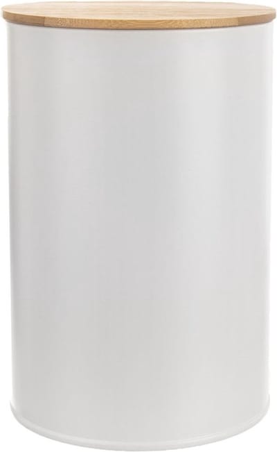 Voedselcontainer Metaal Wit met Bamboe Deksel WHITELINE 800 ml - Vershoudbakjes - Vershouddoos - Bakjes - Diepvriesbakjes - Vershouden