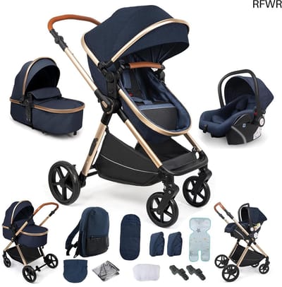 RFWR® 3-in-1 Kinderwagen met Omkeerbare Duwmodi en Aluminium Frame