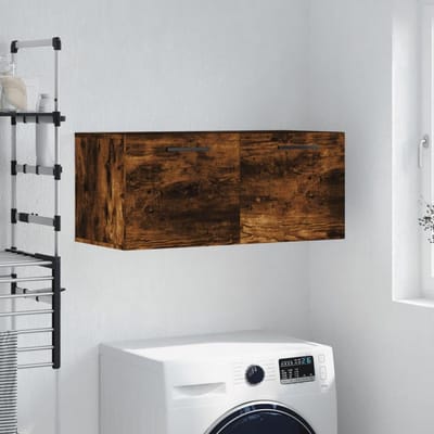 Wandkast - Halkast Bijzetkast - Opbergen Decoratie - Bewerkt Hout - 80x365x35 cm - Gerookt Eiken