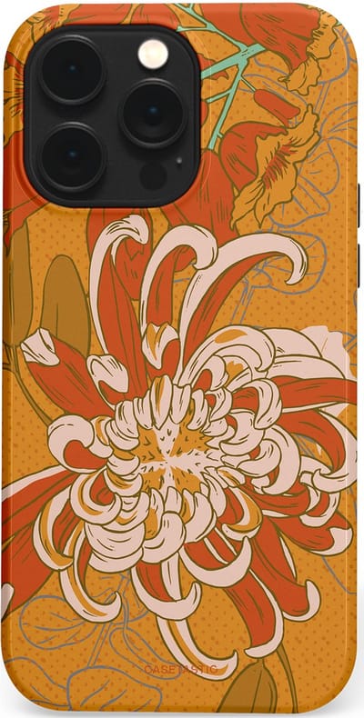 Casetastic hoesje geschikt voor Apple iPhone 14 Pro Max - MagSafe - Dubbellaagse bescherming - Bloemige lente - Fashion Case - Okergeel Terracotta Beige