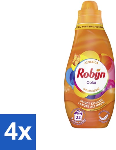 4 x Robijn – Vloeibaar Wasmiddel – Klein & Krachtig Classics Color - 665 ml - Kleurbehoud - Kleurherstel - Kleurserum - Wasmiddel Kleur - Wasmiddel Voor Gekleurd Was