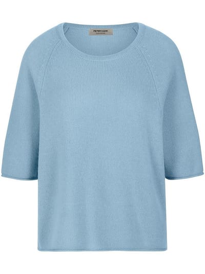 Trui ronde hals 100% kasjmier Van Peter Hahn blauw