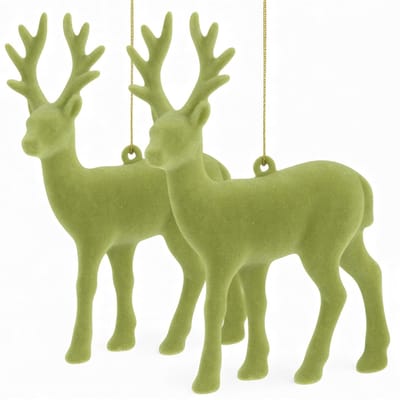 Dailygoods- Kerstboomhanger set van 2 - Hert/Fluwelen look - Kunststof - Duurzaam - 13 x 10 cm - Moderne kerstdecoratie