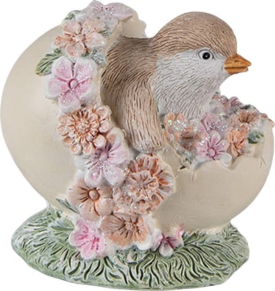 Clayre & Eef Beeld Kuikentje 7 cm Beige Bruin Polyresin Woonaccessoires