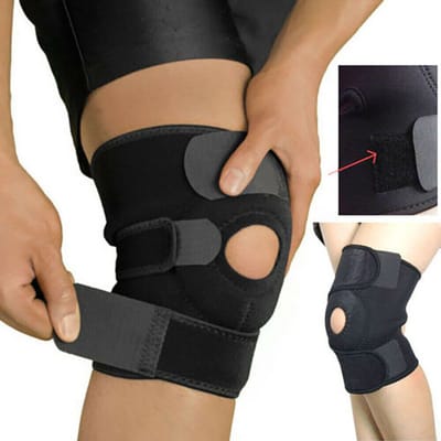 Verstelbare elastische patella sport fitness ondersteuningsbrace zwarte neopreen knie