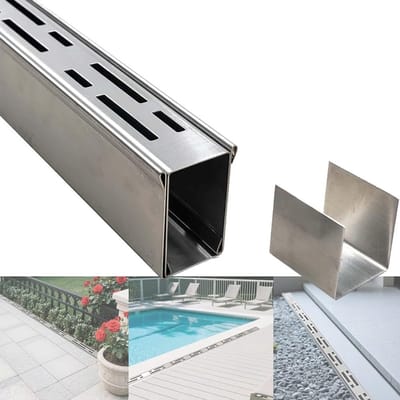 Roestvrij staal goot - Regen goot rooster - Efficiënte waterafvoer - Verdeeld ontwerp - 100cm lengte - Zilverkleurig