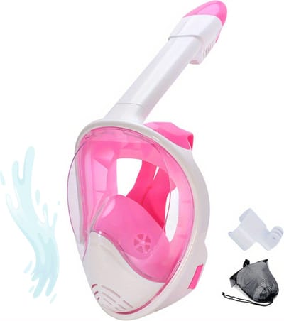 Xerolax Snorkelmasker - Volwassenen - Snorkel - Snorkelset - Duikbril - Full Face - S/M - Roze & Wit