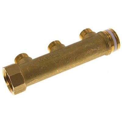 G 1'' x 3xG 1/2'' F/M/M Messing Verdeelstang 10 Bar - FLM-FMM-B-100G-012G-3M