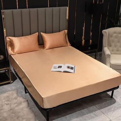 1 stuk hoeslaken met elastiek satijn zijde gladde stof laken Queen/King Size matrasovertrek 180*200 hoeslakens 152x203x30cm black