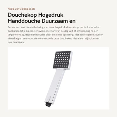 Dailygoods- Douchekop Hoge Druk - Handdouche - Waterbesparend - 360 Graden Roterend - Duurzaam - Hoogwaardig ABS Materiaal