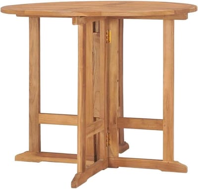 Inklapbare Tuintafel - Ronde Buiten Tafel - Buiten Eten - Massief Teakhout - 90 x 75 cm - Bruin