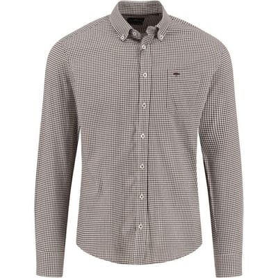 Fynch-Hatton Overhemd Flanel Vichy Check Dark Chocolate / male