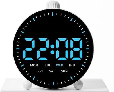 LED Wekkerradio Met Afrekentimer Datumweergave En Dubbele Alarmfuncties Springende Seconden Voor Nauwkeurige Tijd Met Wit Display En Gebruiksvriendelijk