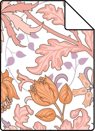 Proefstaal ESTAhome behang vintage bloemen in art nouveau stijl roze, oranje en paars - 26.5 x 21 cm - 131177-S