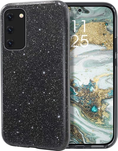 HB Hoesje Geschikt voor Samsung Galaxy A32 5G - Zwart - Glitter Back Cover