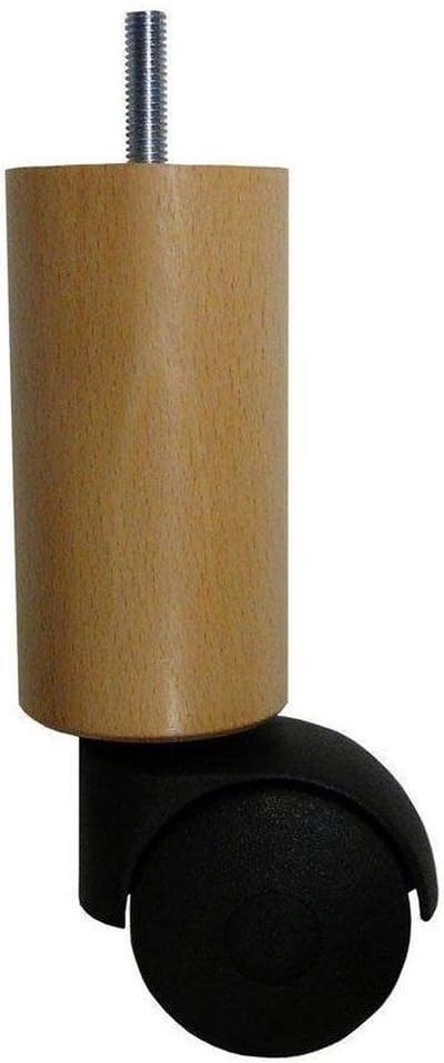 Meubelpoot - Rond - Met Wiel - 16 cm - M8 Draad