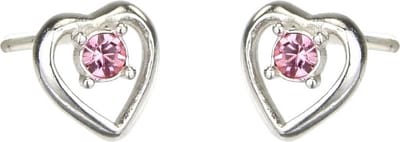 Traveller Oorbellen - Meisje - Jeugd - Hart - Roze - Zilver 925 - Kristal - Preciosa Crystals - 7 x 6 mm - Dushi - 545229