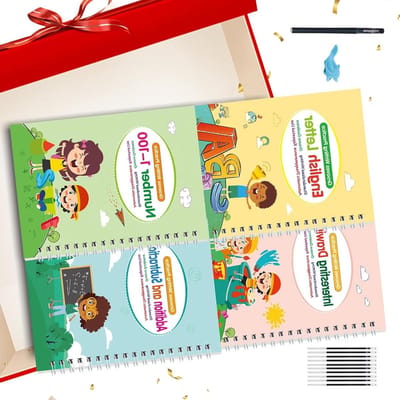 Schrijfschriften met Groeven - Kalligrafie Notitieboekjes - Leren Schrijven - Herbruikbaar met Uitwisbare Inkt