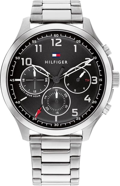 Tommy Hilfiger TH1791852 horloge heren staaal zwarte wijzerplaat chrono stalen band