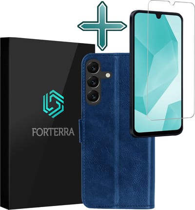 Hoesje Met Screenprotector - Geschikt voor Samsung Galaxy A16 - Luxe Pasjeshouder - Flipcase - Bookcase Portemonee - Flip Case - Kunstleer Book Case - Book Cover - Walletcase - Portemonneehoes - Donkerblauw