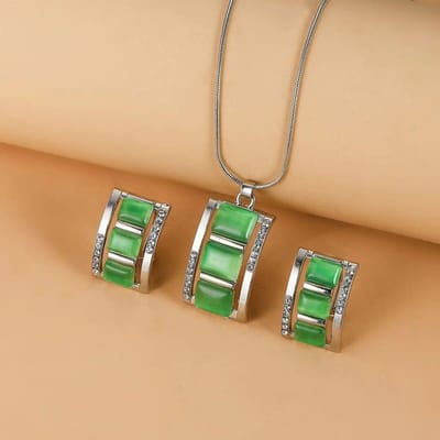 Damesmode ketting en oorbellen sieradenset Strass imitatie edelsteen hanger oorbellen set feestcadeau brown