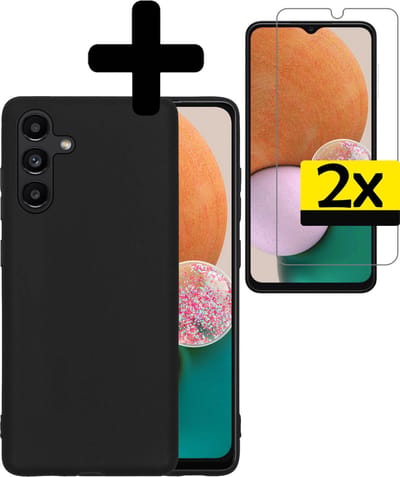 Hoesje - Met 2x Screenprotector - Geschikt voor Samsung Galaxy A13 5G - Sterk & Shockproof - Back Cover - Siliconen Case - Telefoon Hoes - Telefoonhoesjes - Zwart